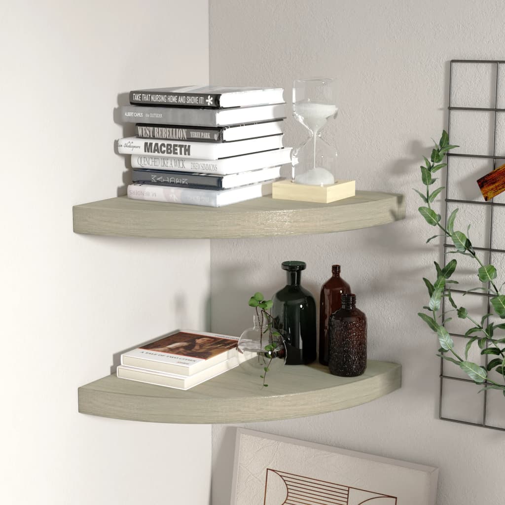 Floating Corner Shelves 2 pcs Oak 35x35x3.8 cm MDF - Sid & Sam