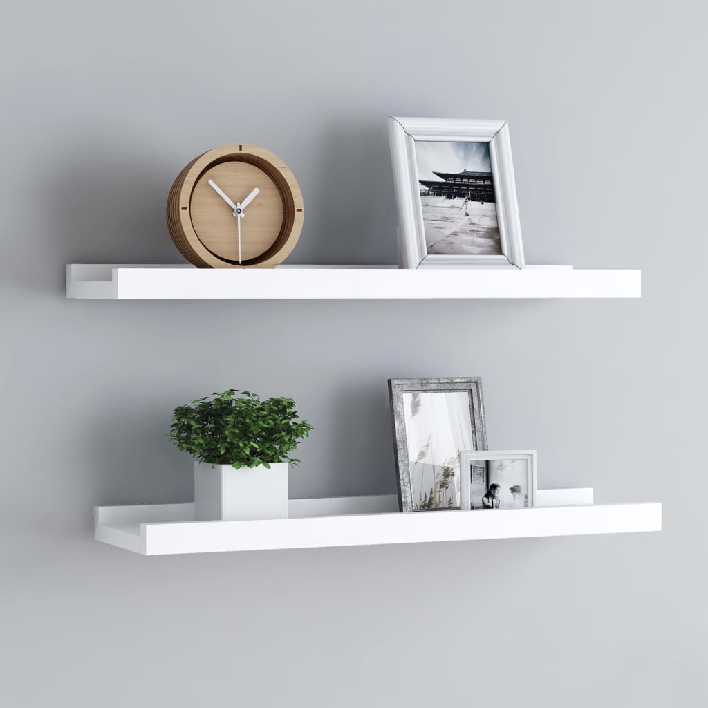 Picture Frame Ledge Shelves 2 pcs White 40x9x3 cm MDF - Direct Imports