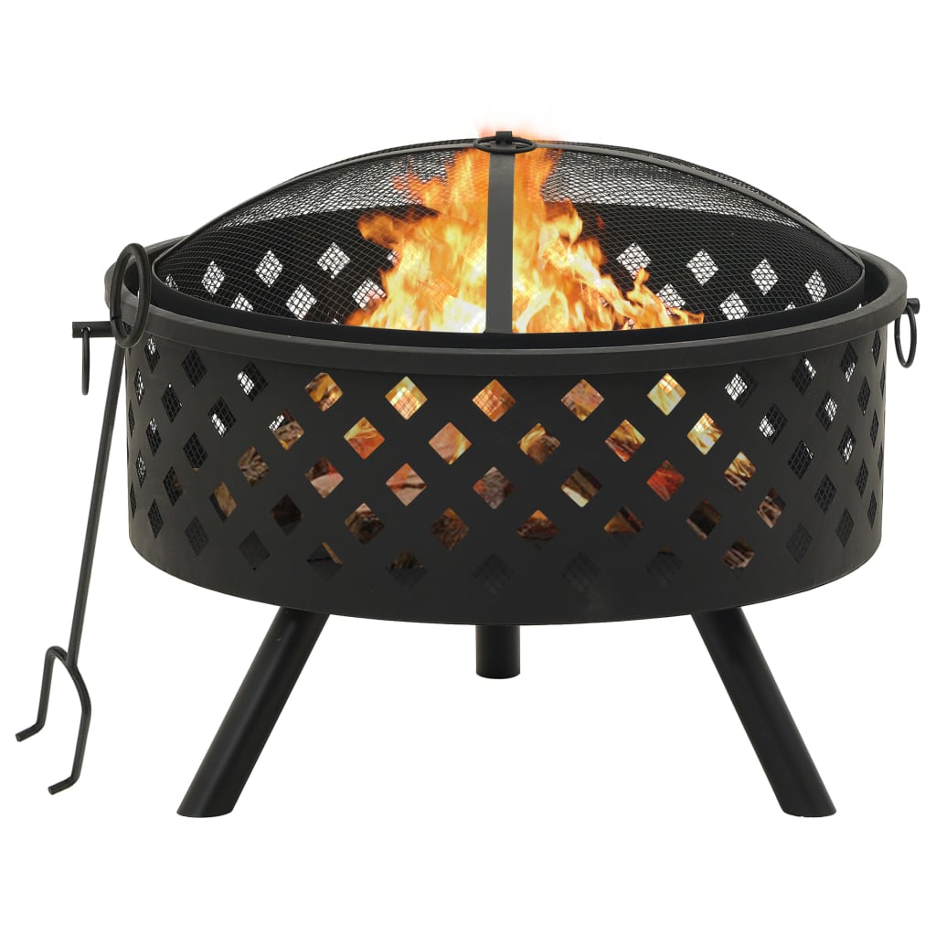 Fire Pit with Poker 68 cm XXL Steel - Decor Base