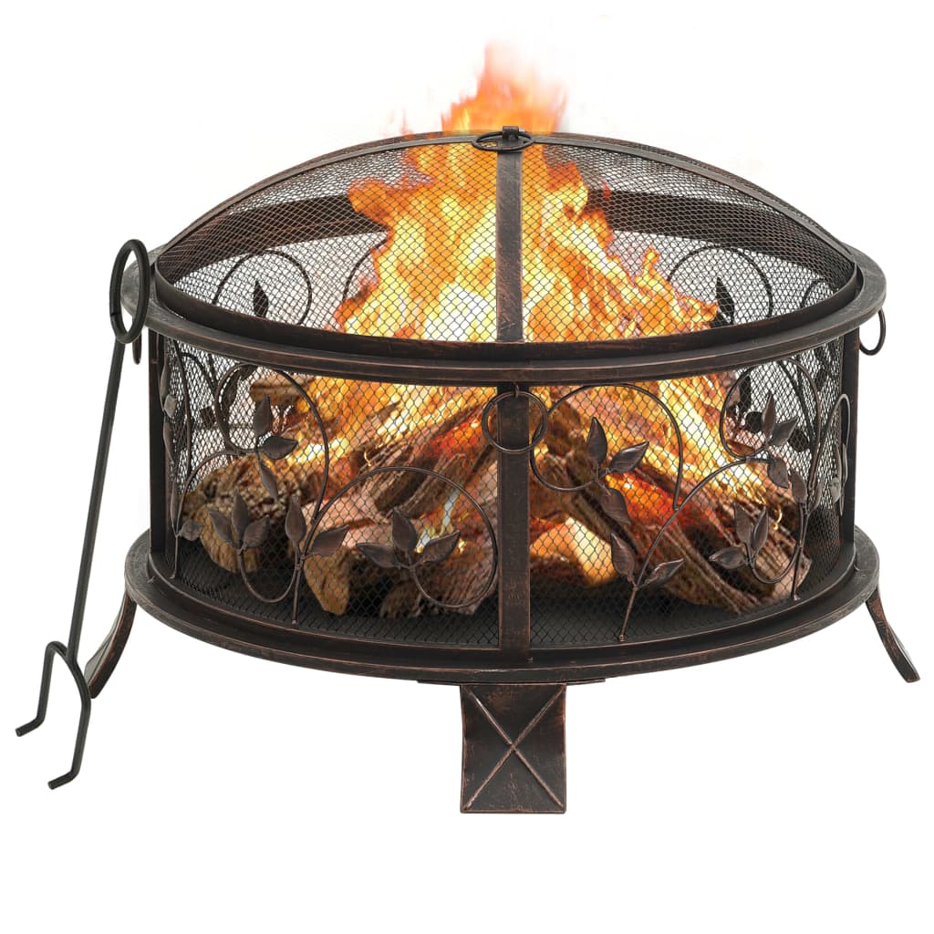 Rustic Fire Pit with Poker 67.5 cm XXL Steel - Merlin Deals