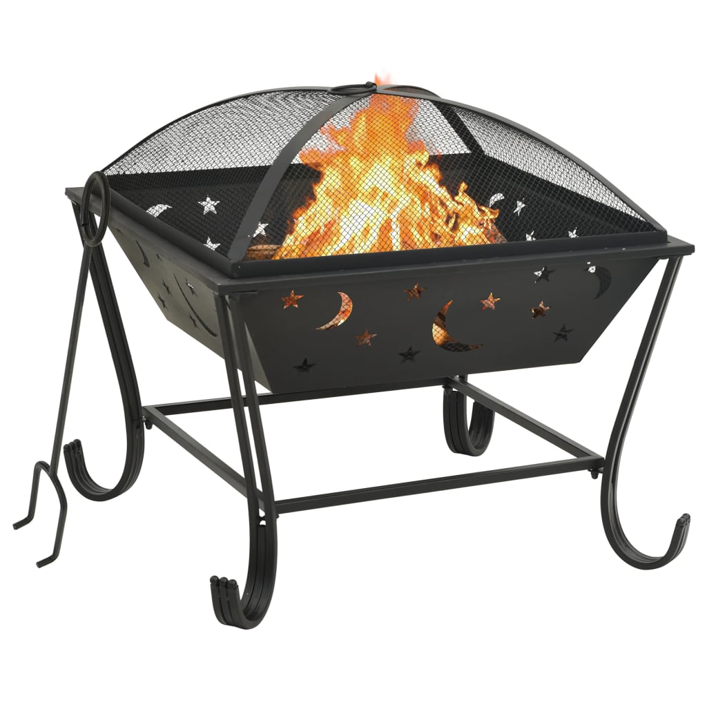 Fire Pit with Poker 62 cm XXL Steel - Unbeatable Bargains