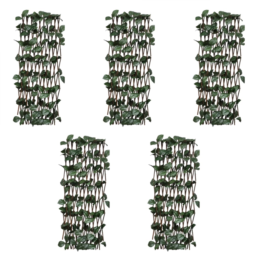 Willow Trellis Fences 5 Pcs with Artificial Leaves 180x30cm - Brittle & Co