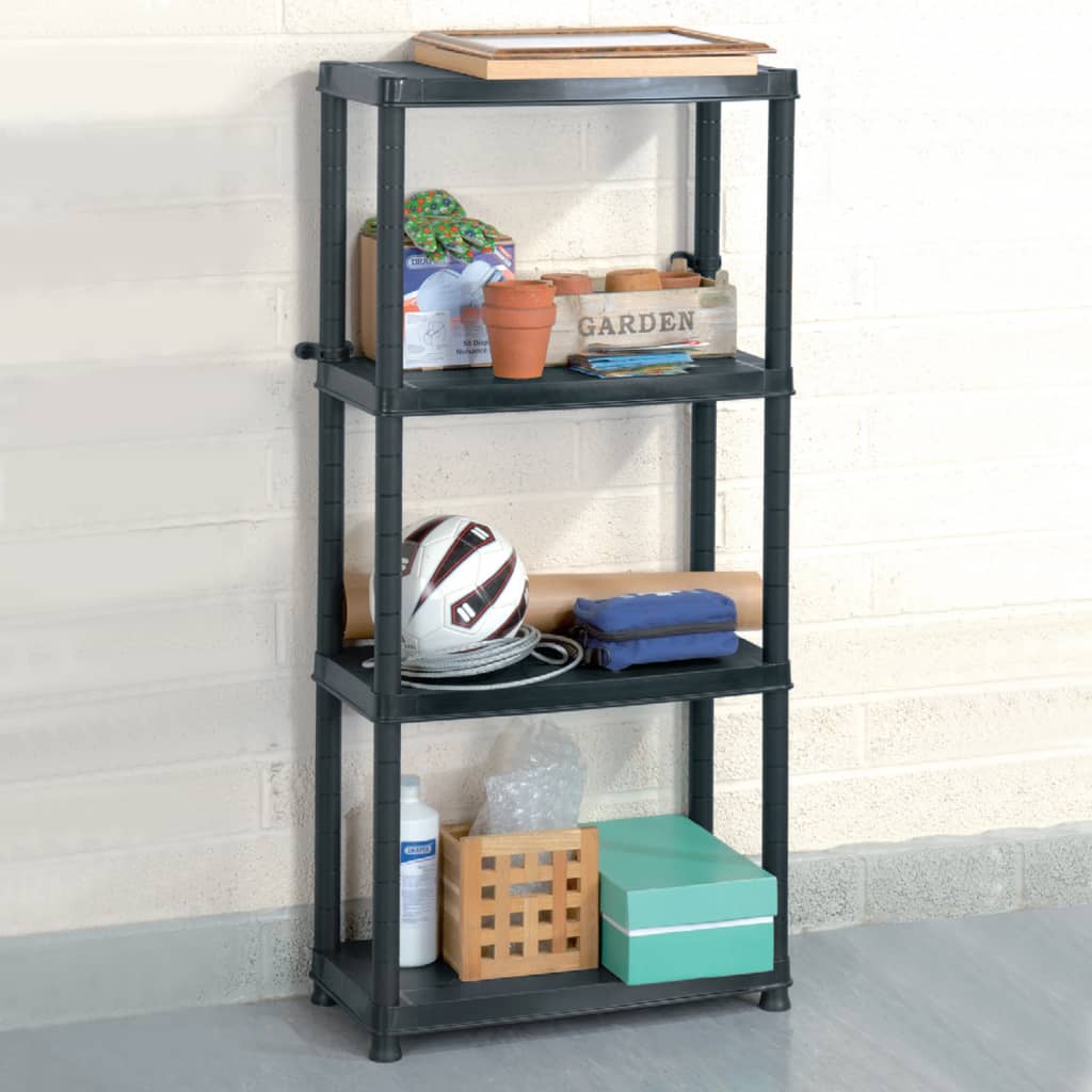 Storage Shelf 4-Tier Black 61x30.5x130 cm Plastic - Sid & Sam