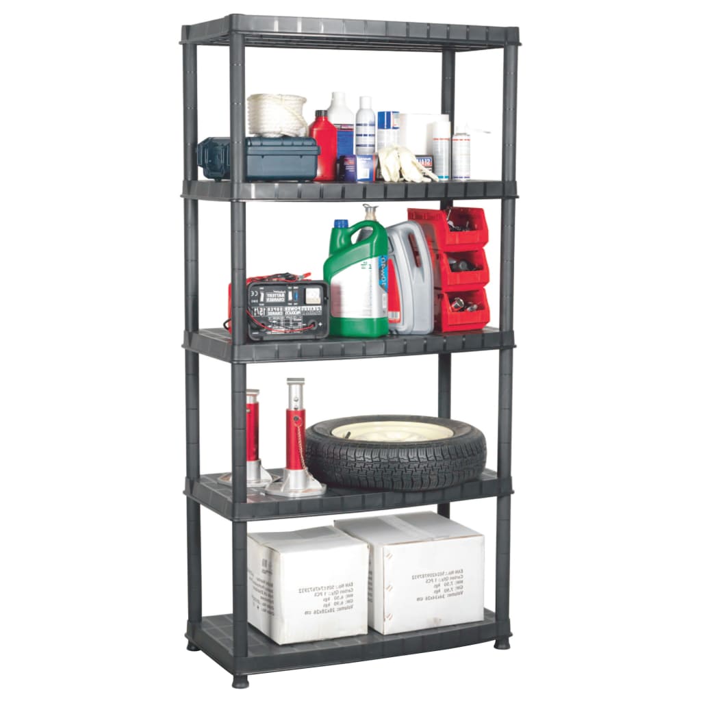 Storage Shelf 5-Tier Black 85x40x185 cm Plastic - Discount Dealers