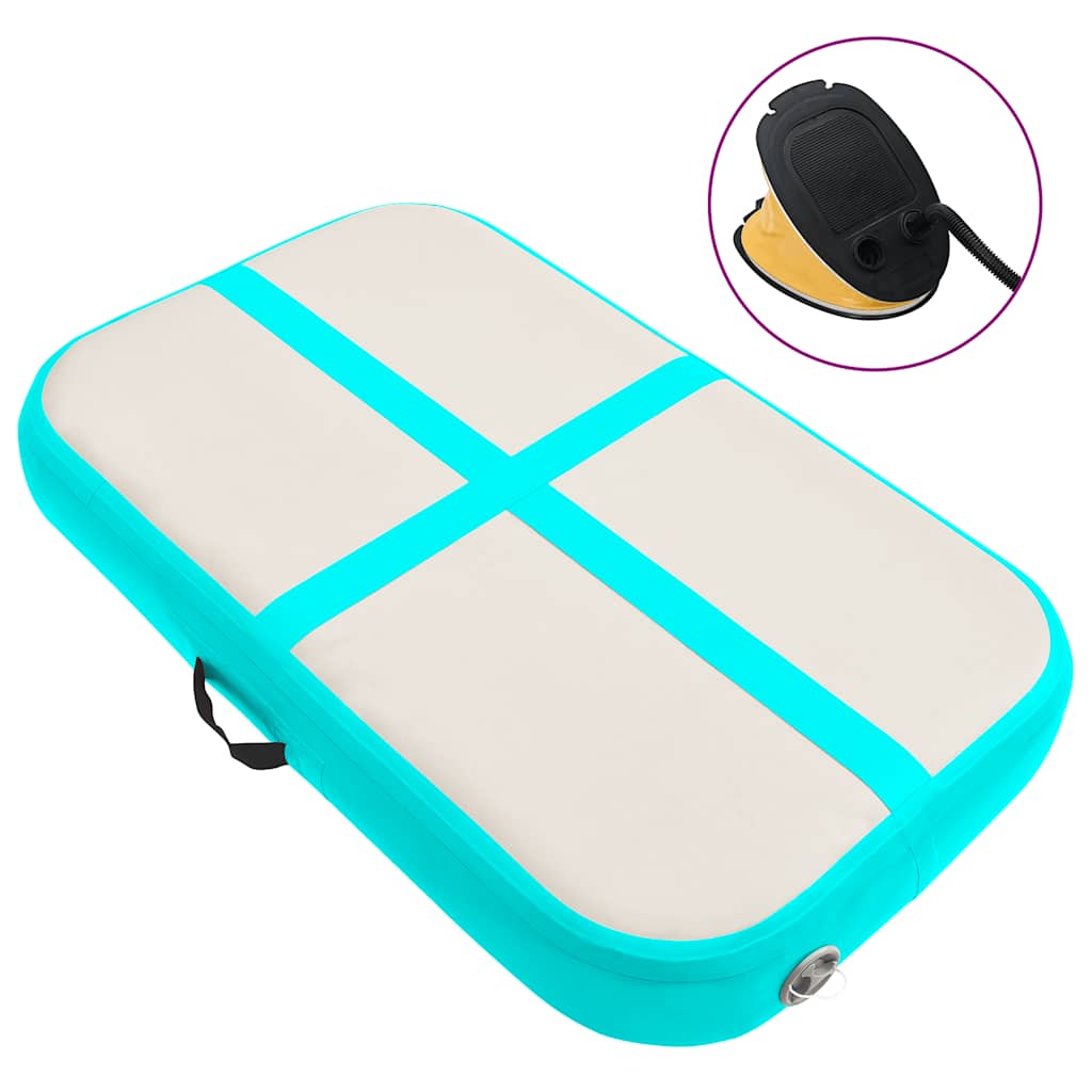 Inflatable Gymnastics Mat with Pump 60x100x15 cm PVC Green - Design Hut