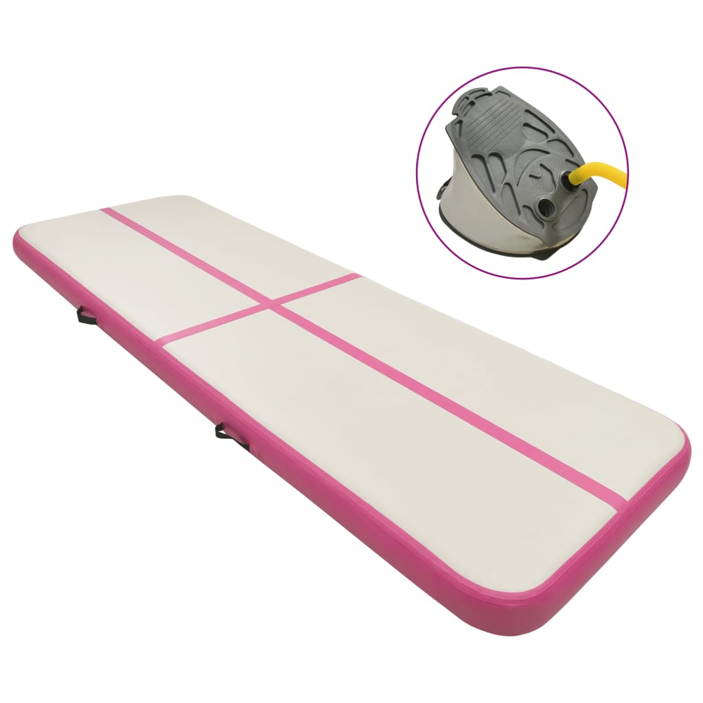 Inflatable Gymnastics Mat with Pump 400x100x15 cm PVC Pink - All Things Good