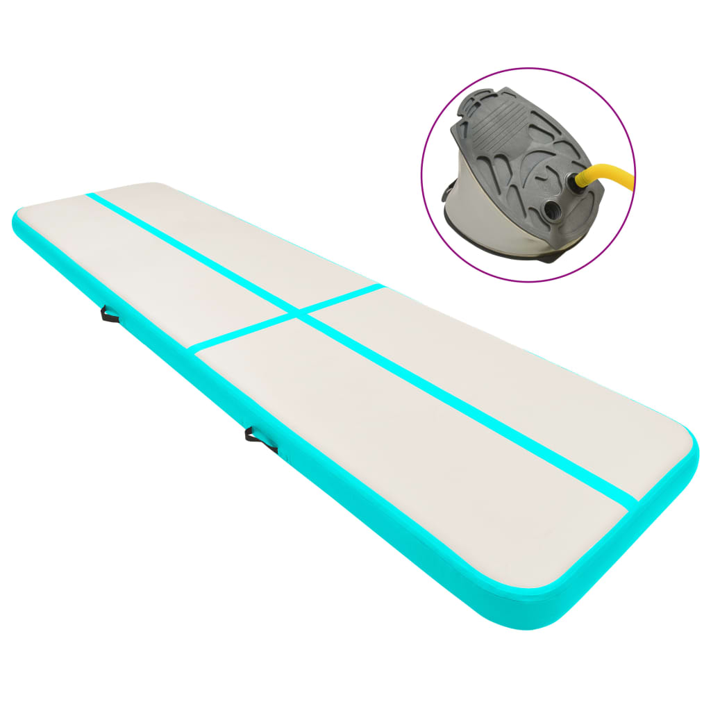 Inflatable Gymnastics Mat with Pump 700x100x15 cm PVC Green - Merkel Designers
