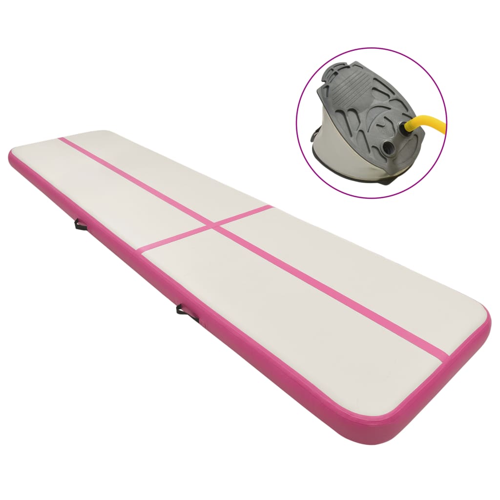Inflatable Gymnastics Mat with Pump 800x100x15 cm PVC Pink - Tyrell & Tyrell