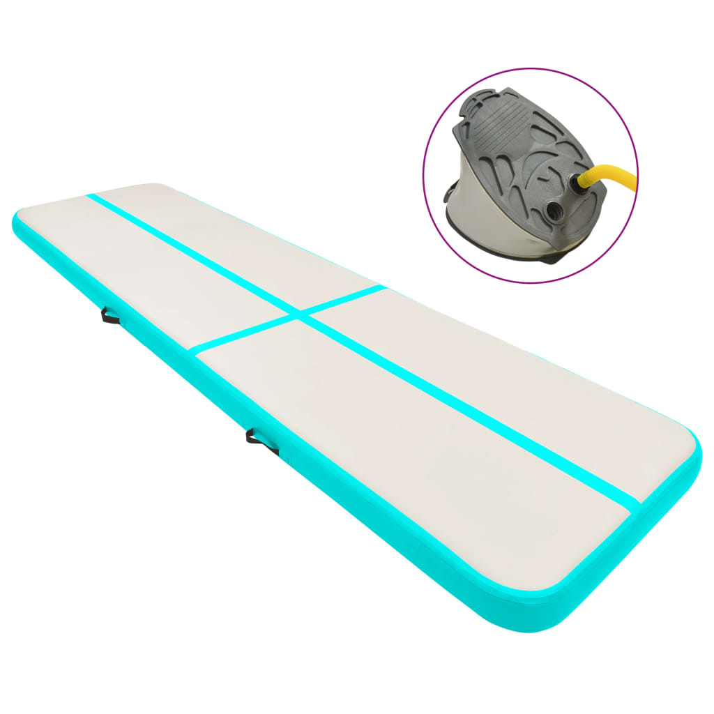 Inflatable Gymnastics Mat with Pump 800x100x15 cm PVC Green - R and M Furniture
