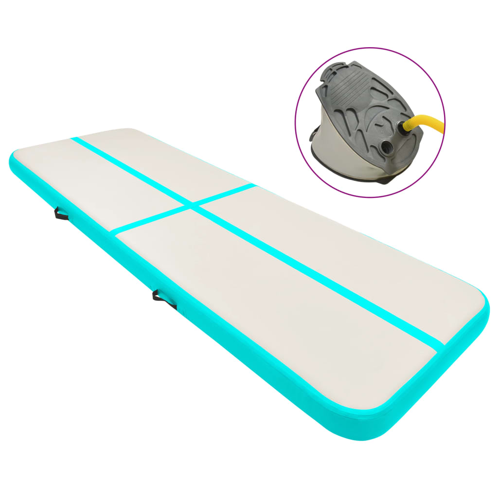 Inflatable Gymnastics Mat with Pump 300x100x20 cm PVC Green - Brittle & Co