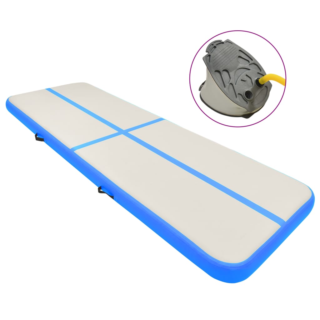Inflatable Gymnastics Mat with Pump 500x100x20 cm PVC Blue - Design Hut