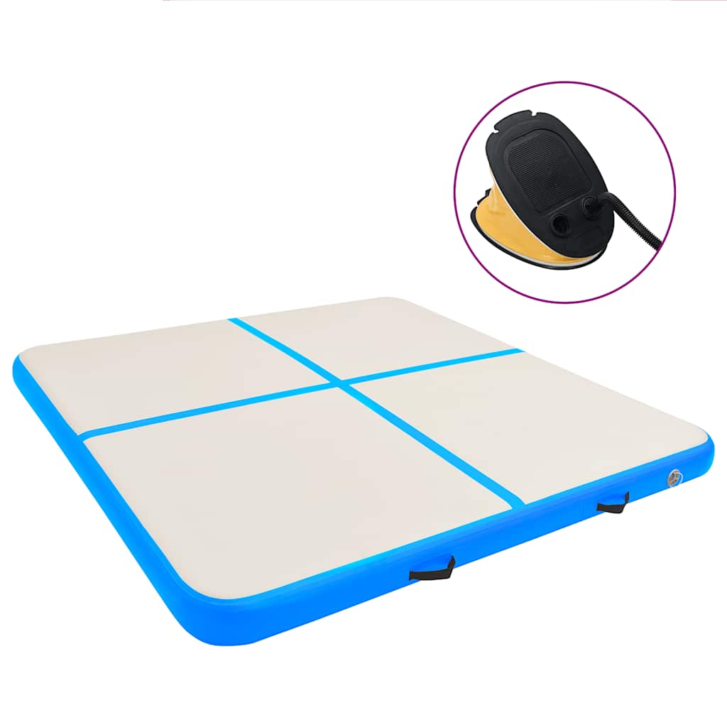 Inflatable Gymnastics Mat with Pump 200x200x10 cm PVC Blue - Decor Base