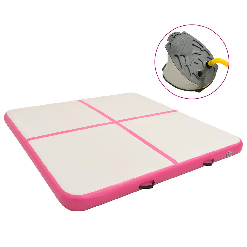Inflatable Gymnastics Mat with Pump 200x200x15 cm PVC Pink - Decor Base