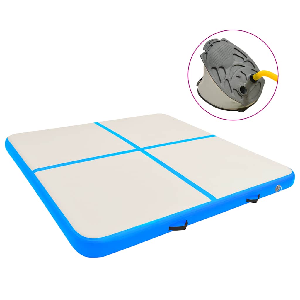 Inflatable Gymnastics Mat with Pump 200x200x20 cm PVC Blue - Decor Base