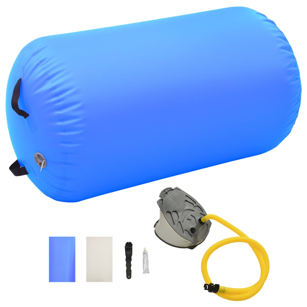 Inflatable Gymnastic Roll with Pump 100x60 cm PVC Blue - Merlin Deals