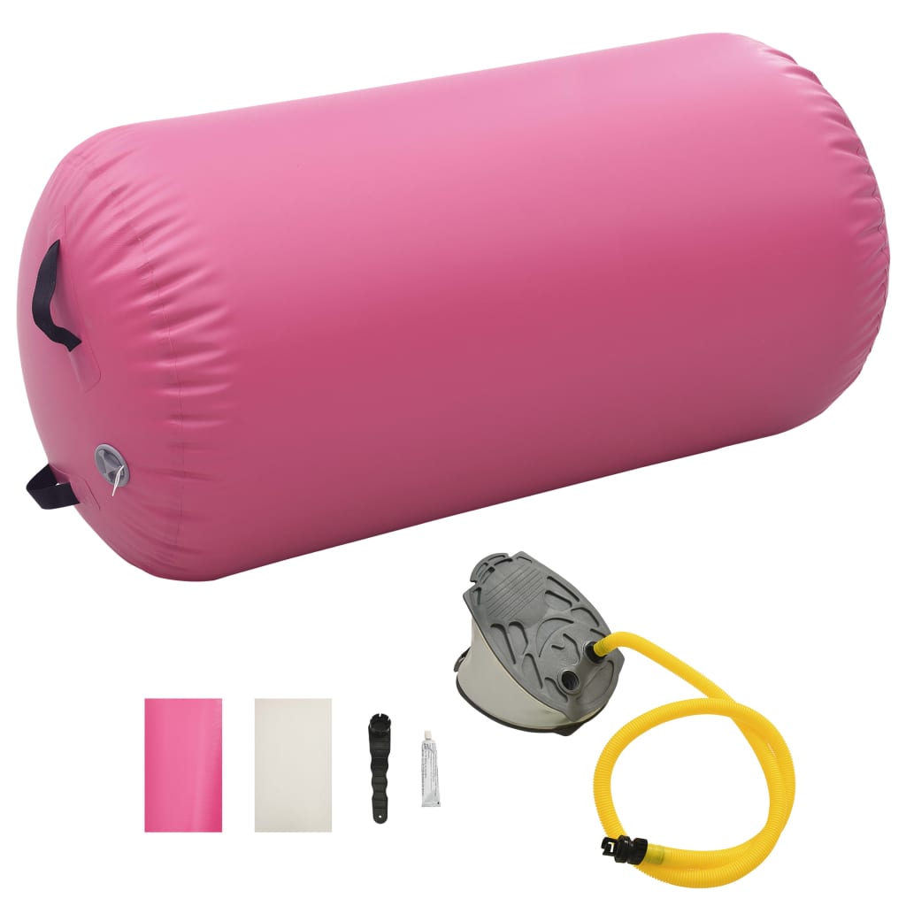 Inflatable Gymnastic Roll with Pump 120x75 cm PVC Pink - Tyrell & Tyrell