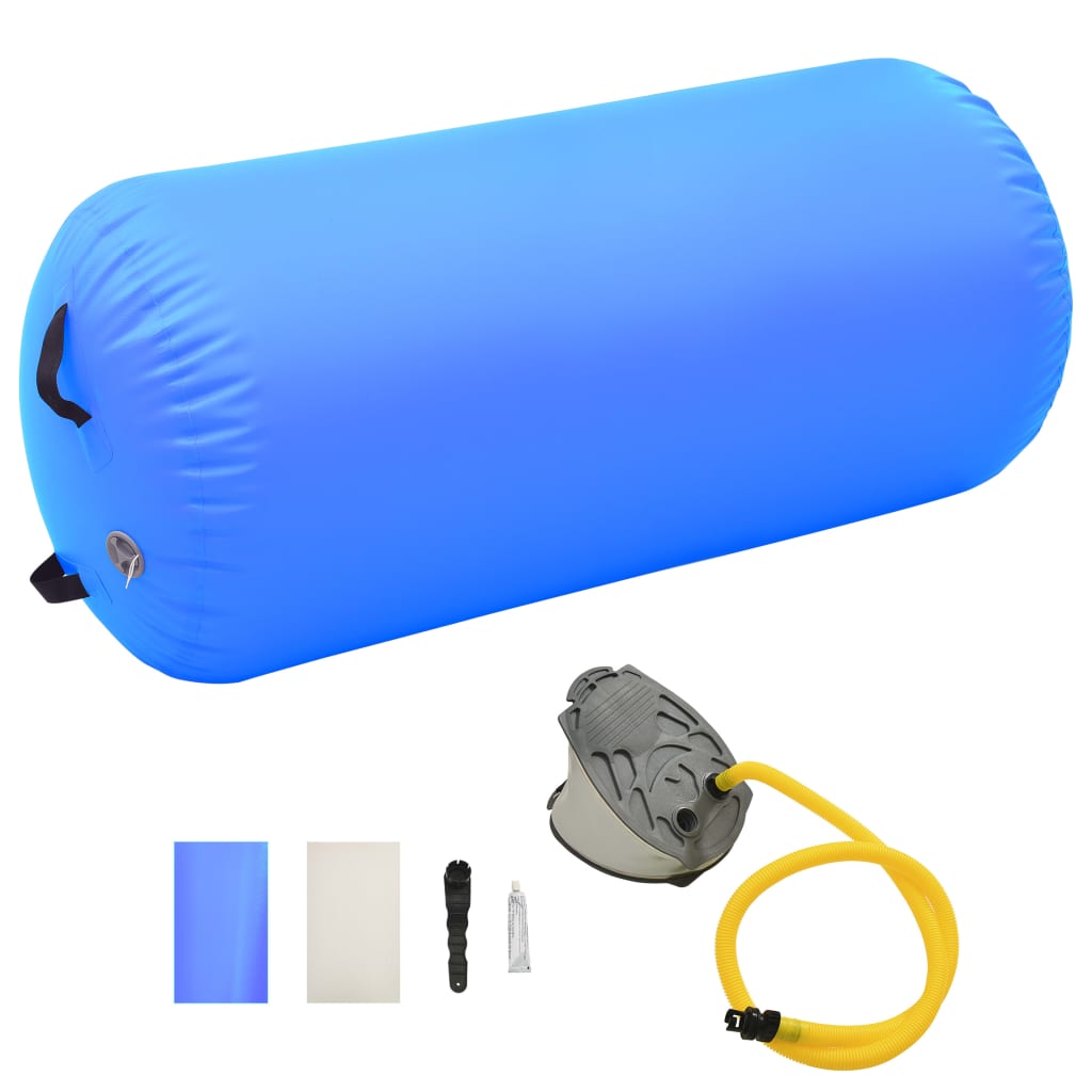 Inflatable Gymnastic Roll with Pump 120x75 cm PVC Blue - Tyrell & Tyrell