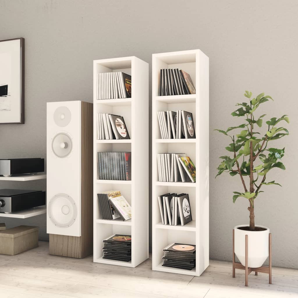 CD Cabinets 2 pcs White 21x16x93.5 cm Engineered Wood - Merlin Deals