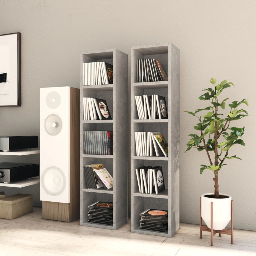 CD Cabinets 2 pcs Concrete Grey 21x16x93.5 cm Engineered Wood - R and M Furniture