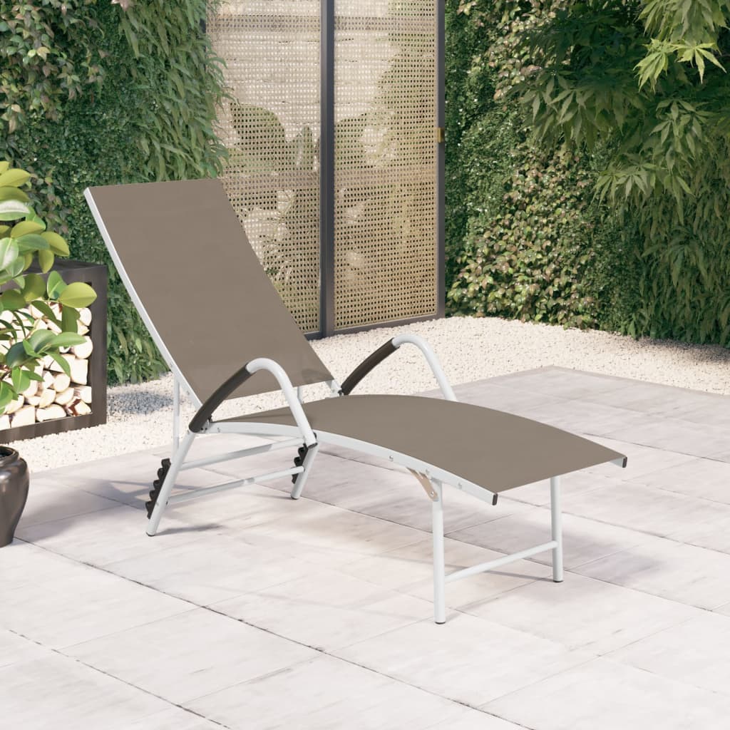 Sun Lounger Textilene and Aluminium Taupe - Style and Chic