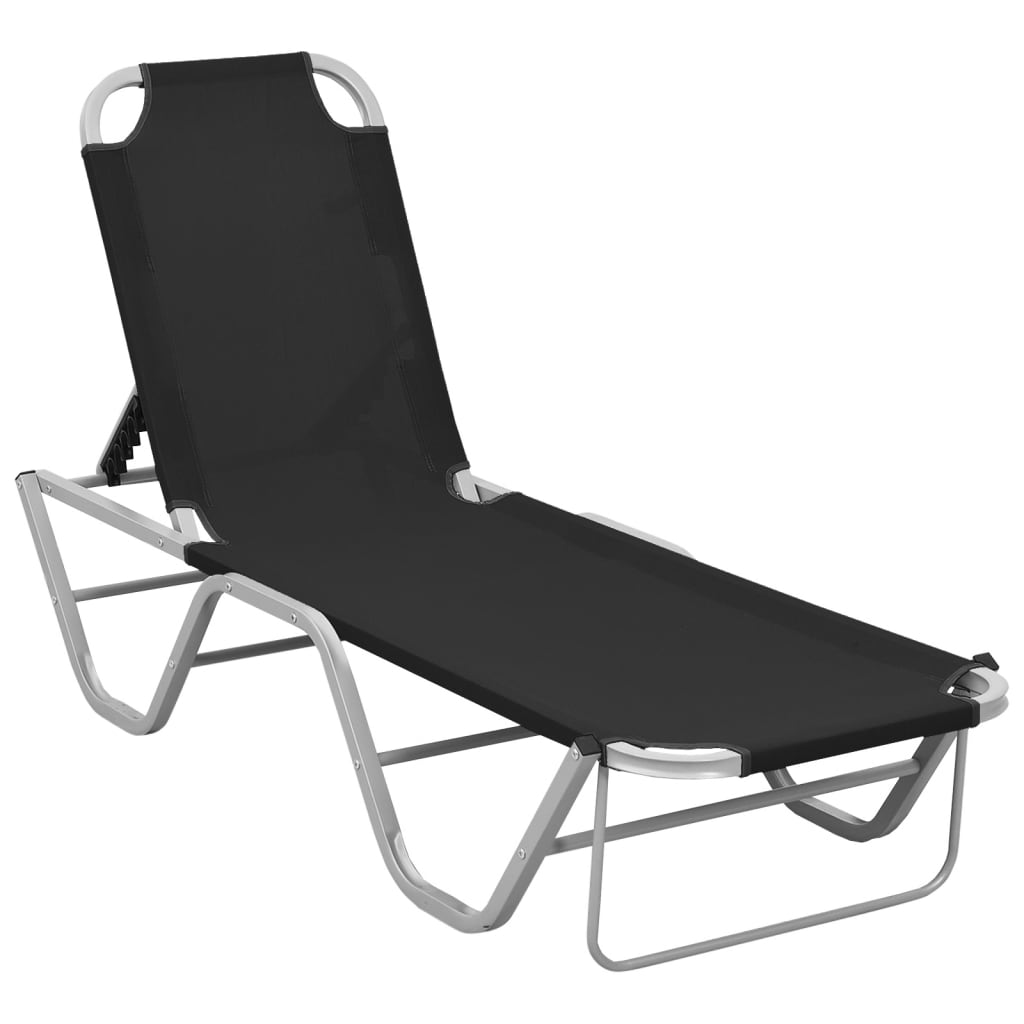 Sun Lounger Aluminium and Textilene Black - Unbeatable Bargains