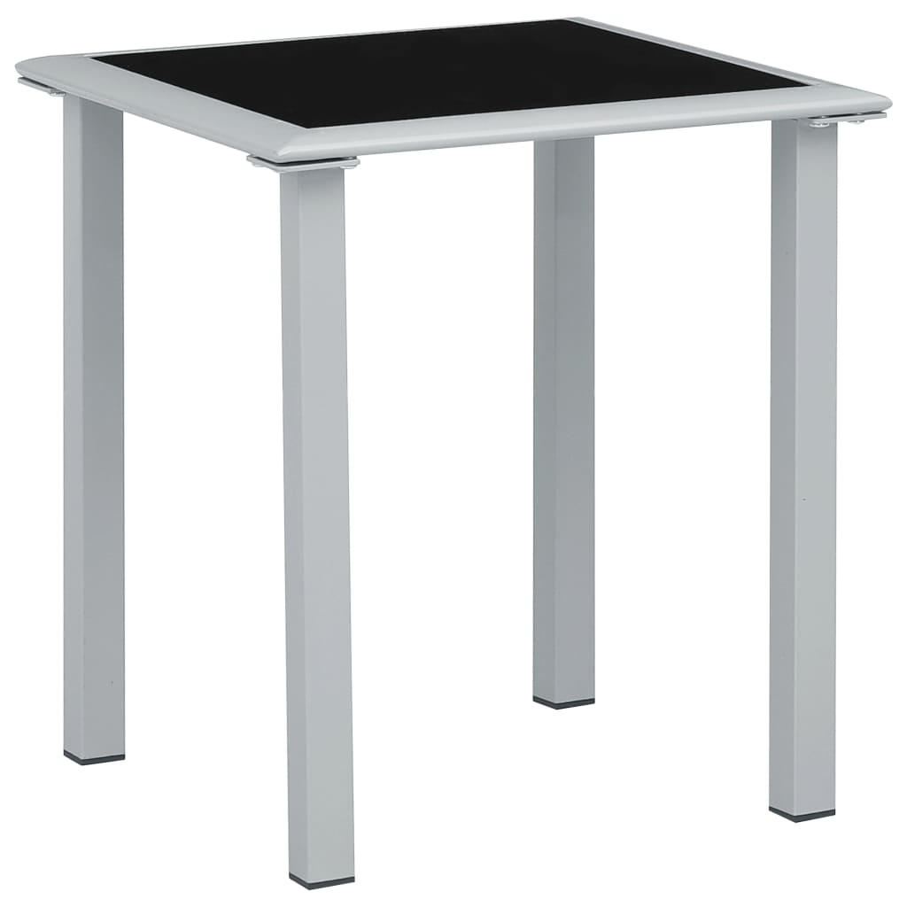 Garden Table Black and Silver 41x41x45 cm Steel and Glass - R and M Furniture