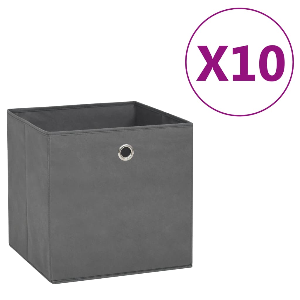 Storage Boxes 10 pcs Non-woven Fabric 28x28x28 cm Grey - Sid & Sam