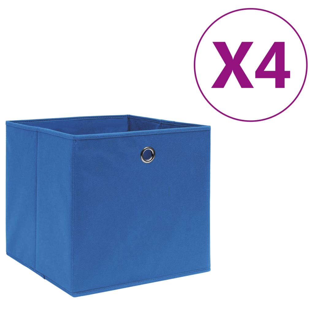 Storage Boxes 4 pcs Non-woven Fabric 28x28x28 cm Blue - Design Hut