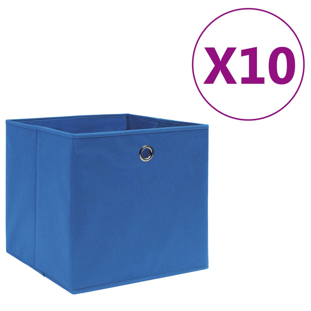 Storage Boxes 10 pcs Non-woven Fabric 28x28x28 cm Blue - Design Hut