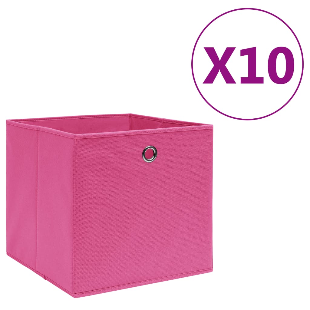 Storage Boxes 10 pcs Non-woven Fabric 28x28x28 cm Pink - Design Hut