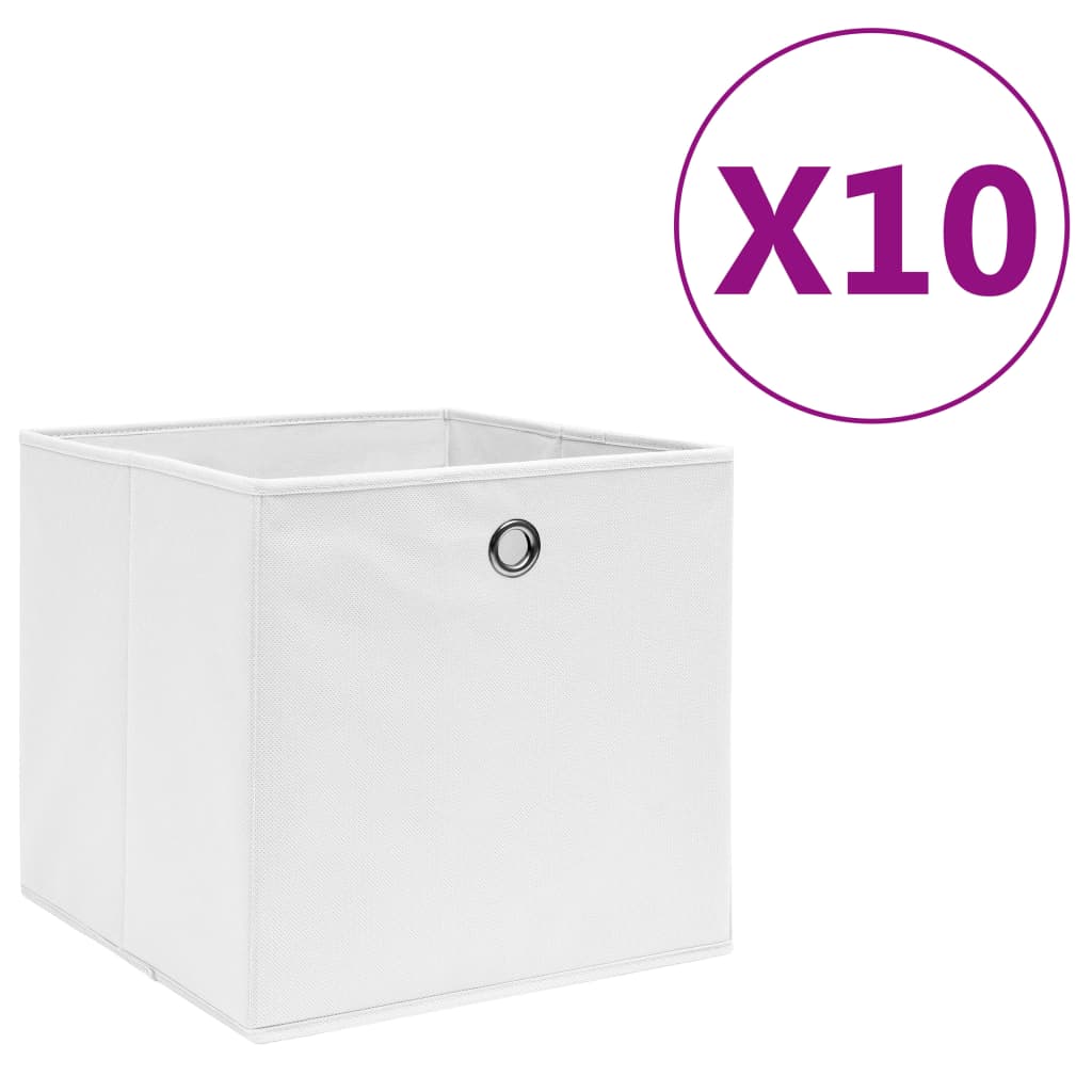 Storage Boxes 10 pcs Non-woven Fabric 28x28x28 cm White - The Home Maker