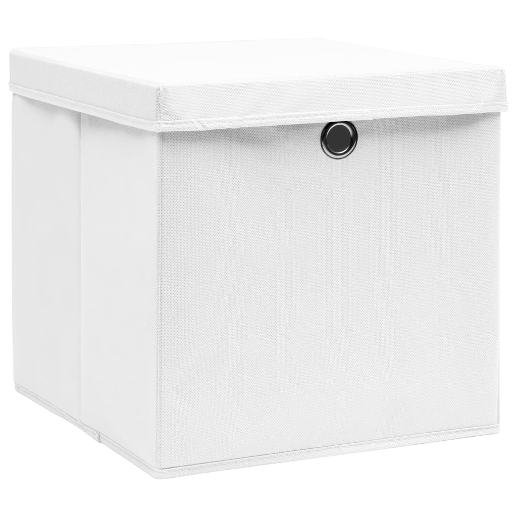 Storage Boxes with Covers 10 pcs 28x28x28 cm White - R and M Furniture