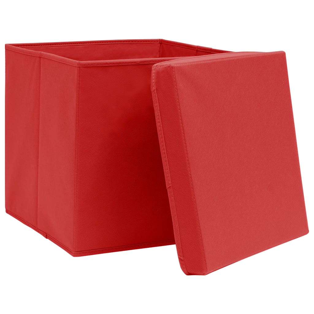 Storage Boxes with Covers 4 pcs 28x28x28 cm Red - Unbeatable Bargains