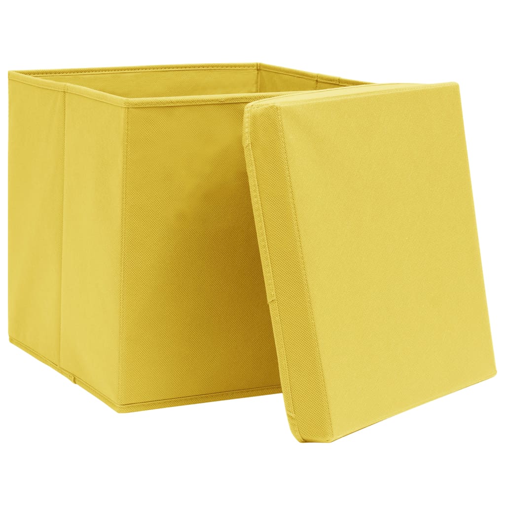 Storage Boxes with Covers 4 pcs 28x28x28 cm Yellow - Discount Dealers