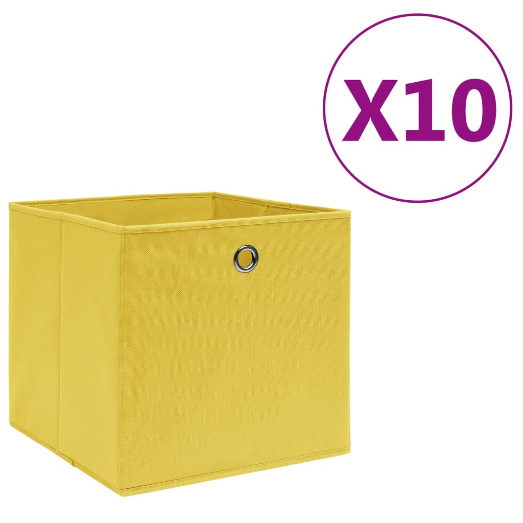 Storage Boxes 10 pcs Non-woven Fabric 28x28x28 cm Yellow - Millennium Furniture