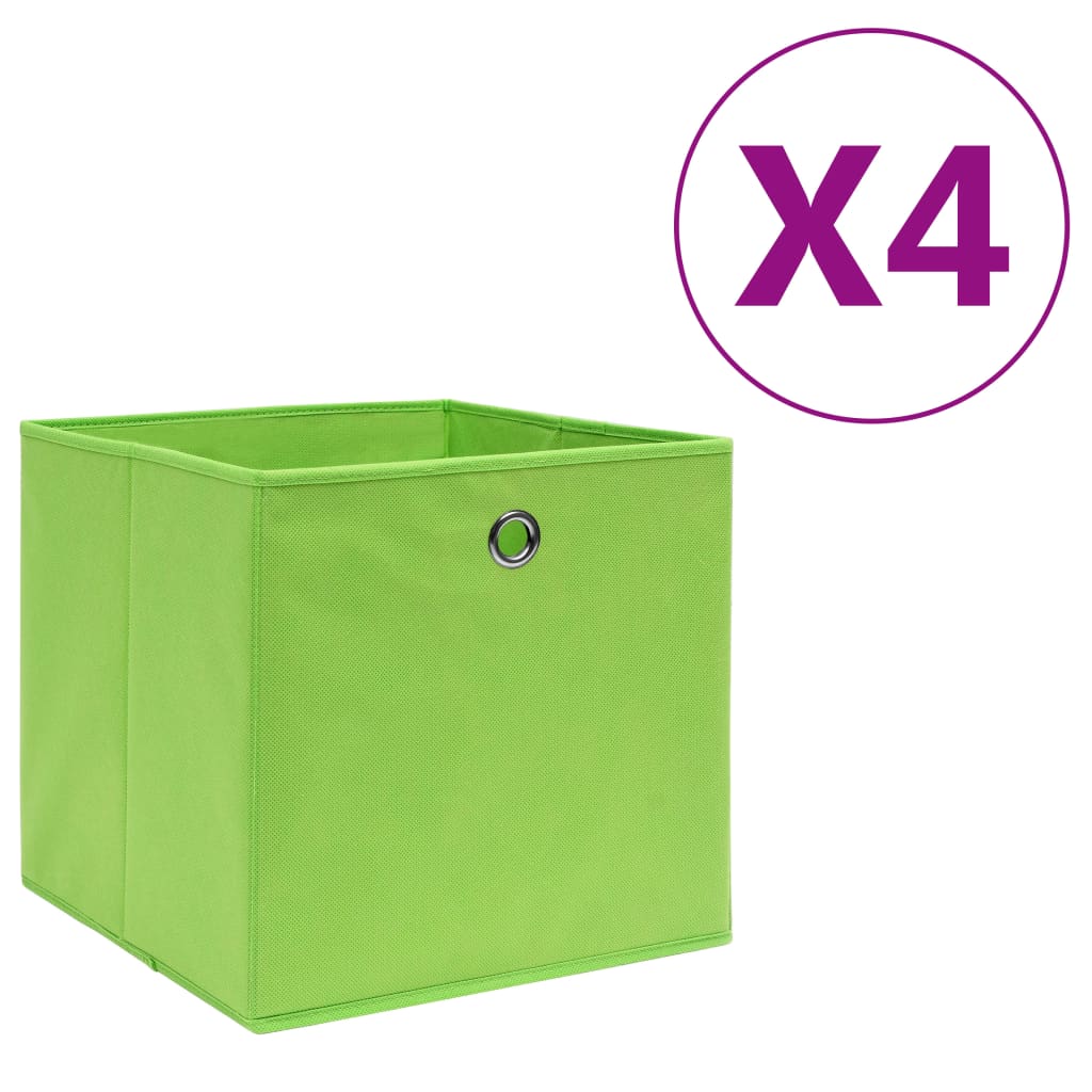 Storage Boxes 4 pcs Non-woven Fabric 28x28x28 cm Green - Millennium Furniture