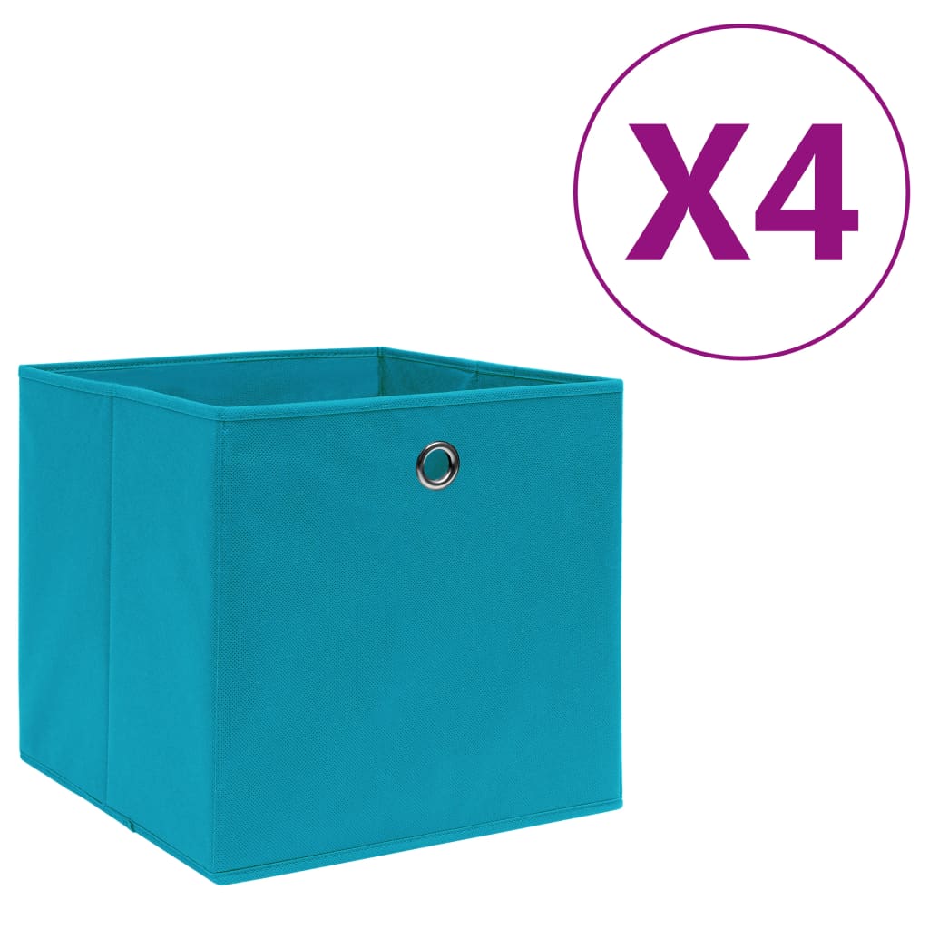 Storage Boxes 4 pcs Non-woven Fabric 28x28x28 cm Baby Blue - Direct Imports