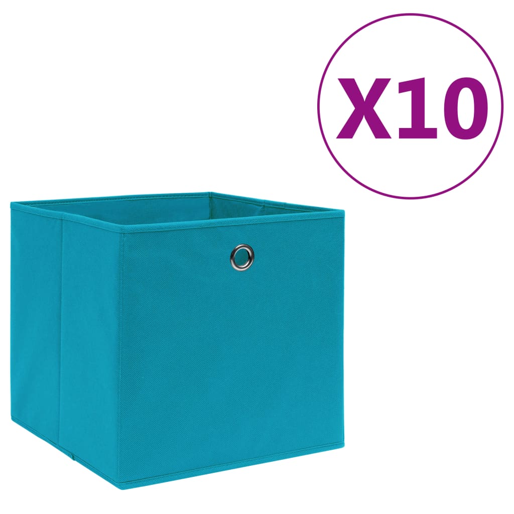 Storage Boxes 10 pcs Non-woven Fabric 28x28x28 cm Baby Blue - R and M Furniture