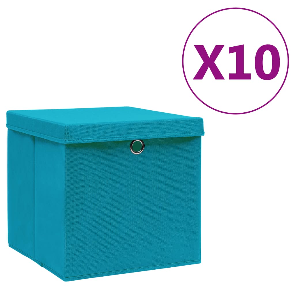 Storage Boxes with Covers 10 pcs 28x28x28 cm Baby Blue - Unbeatable Bargains
