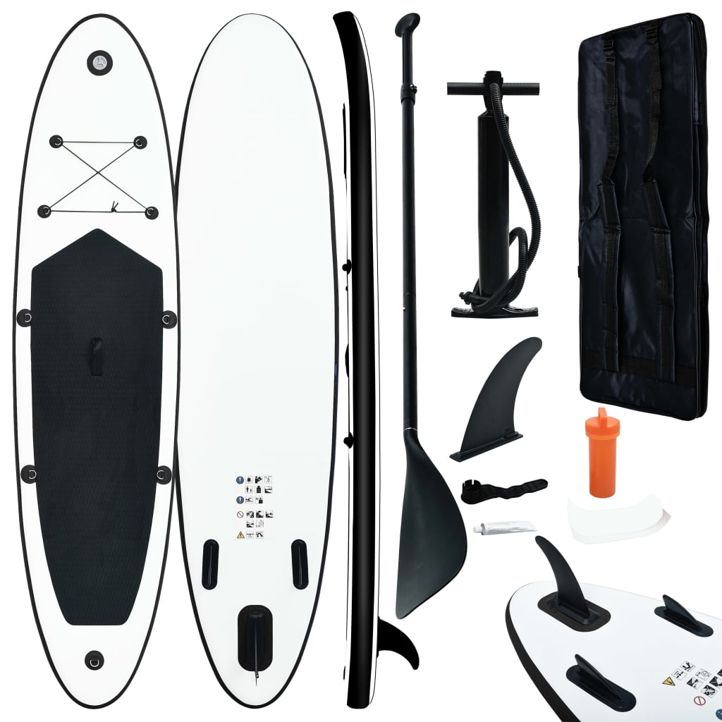 Inflatable Stand Up Paddle Board Set Black and White - All Things Good