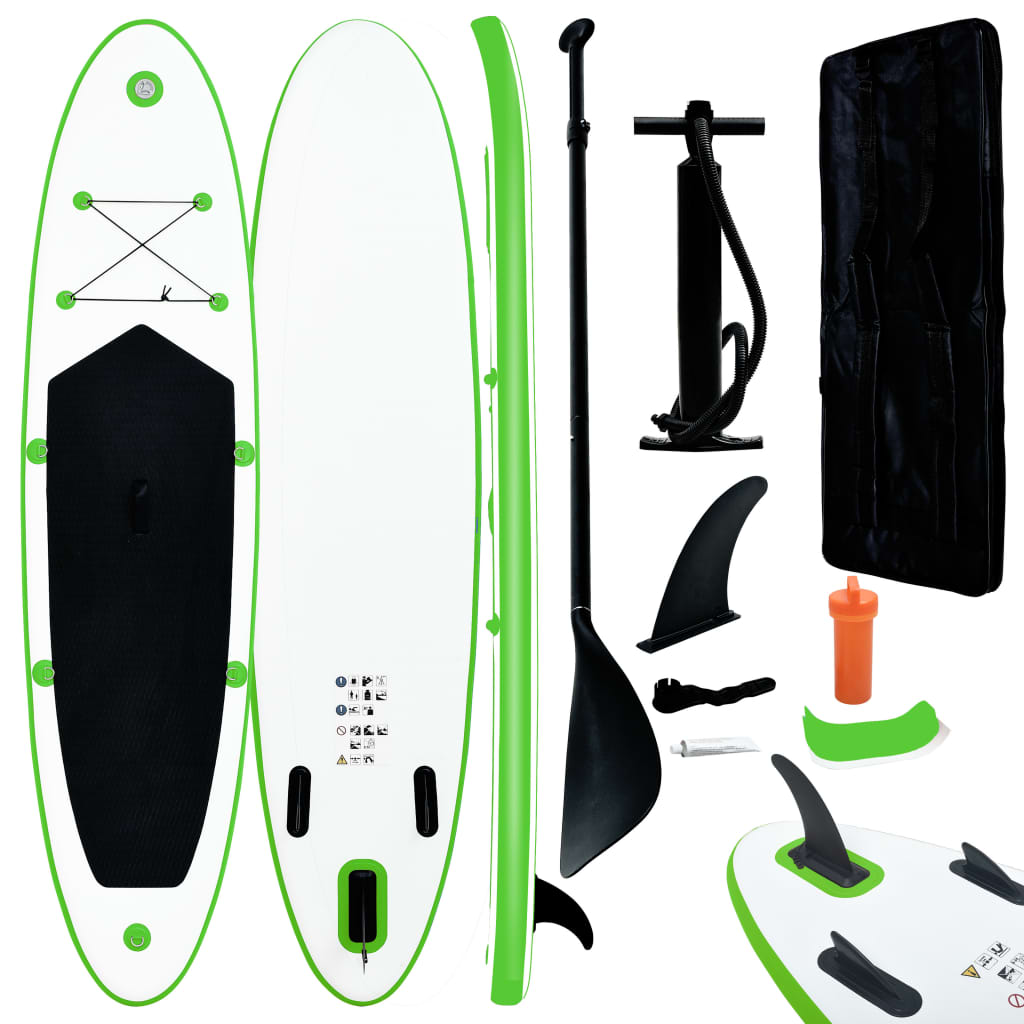 Inflatable Stand Up Paddleboard Set Green and White - Millennium Furniture