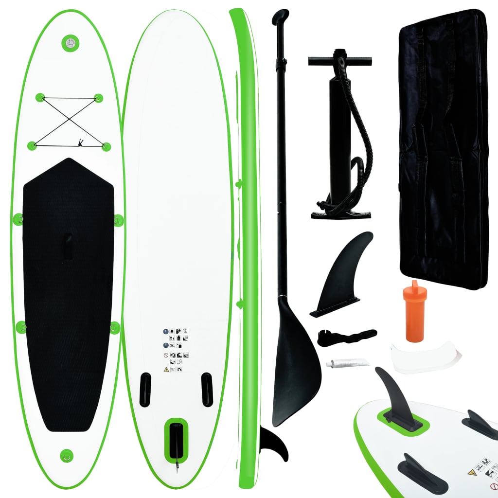 Inflatable Stand Up Paddle Board Set Green and White - Style and Chic