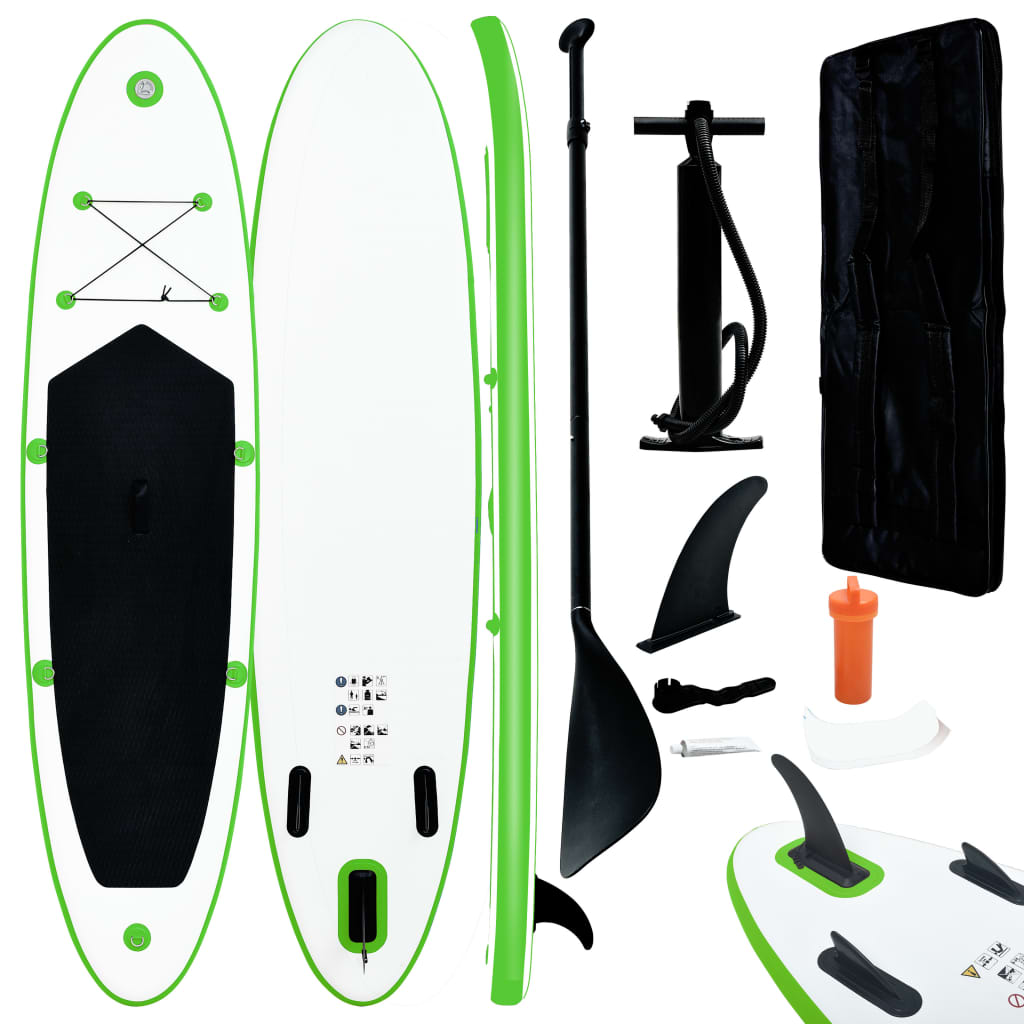 Inflatable Stand Up Paddle Board Set Green and White - Decor Base