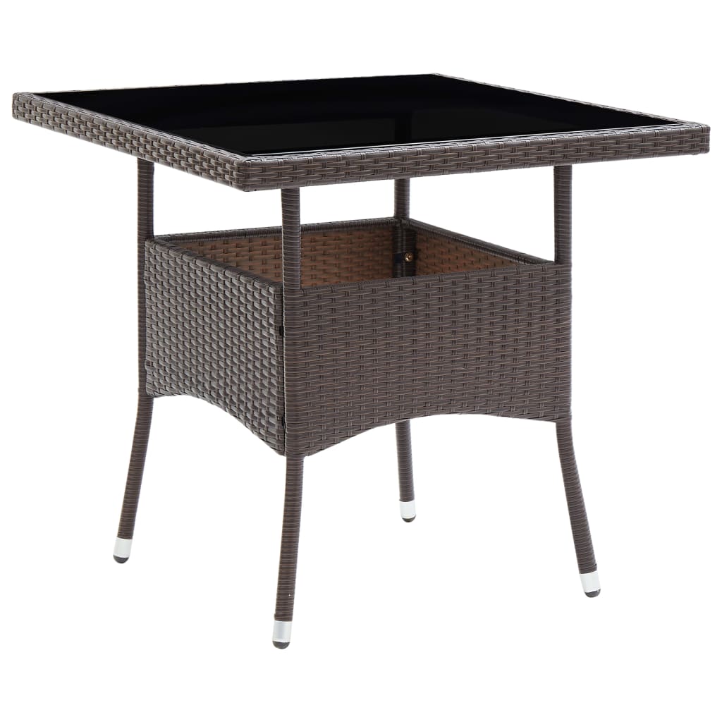 Garden Dining Table Brown Poly Rattan - Sid & Sam