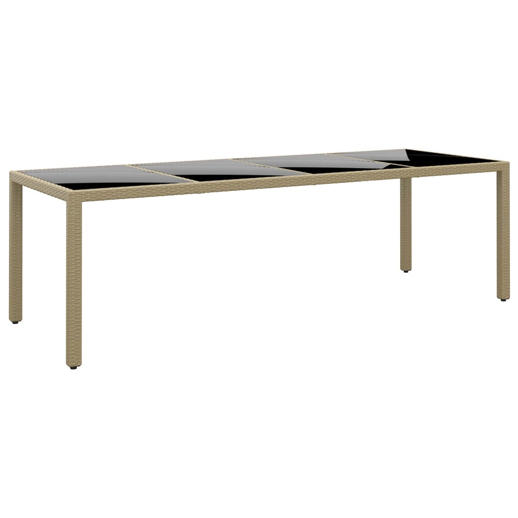Garden Table with Glass Top Beige Poly Rattan - Style and Chic