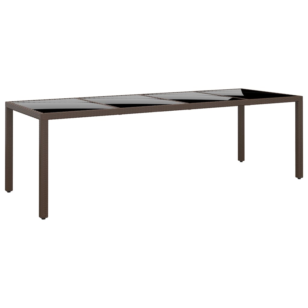 Garden Table with Glass Top Brown Poly Rattan - Millennium Furniture