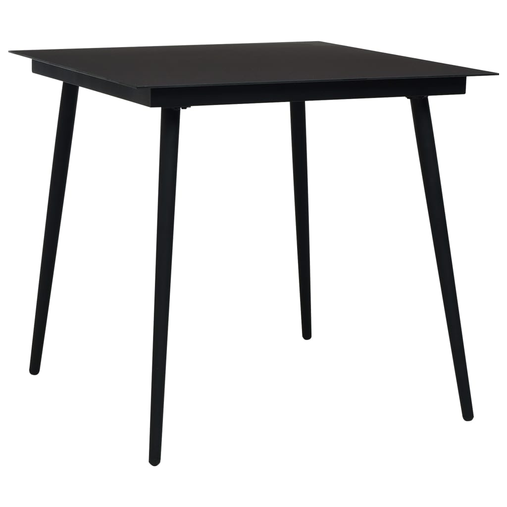 Garden Dining Table Black 80x80x74 cm Steel and Glass - Merkel Designers