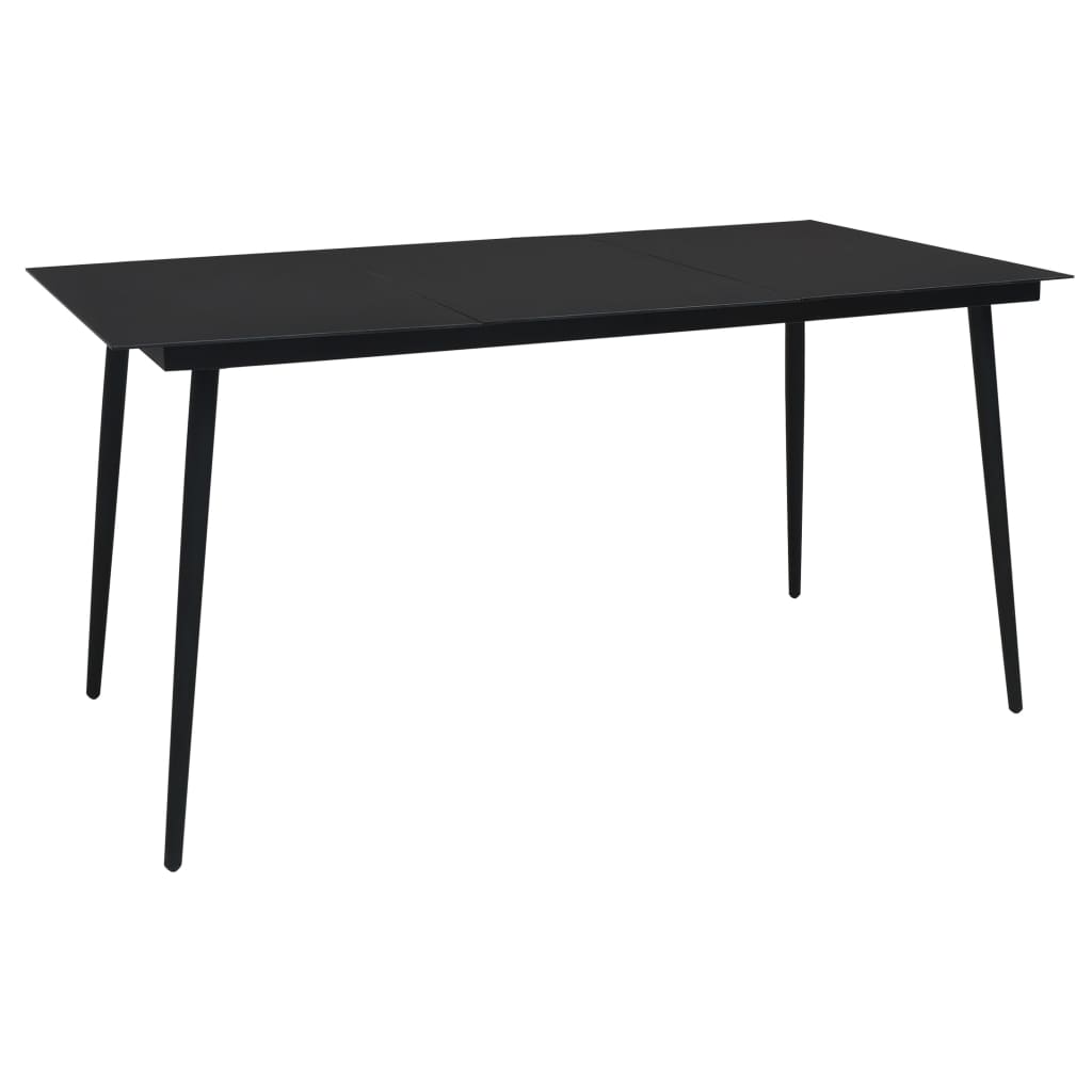 Garden Dining Table Black 190x90x74 cm Steel and Glass - Direct Imports