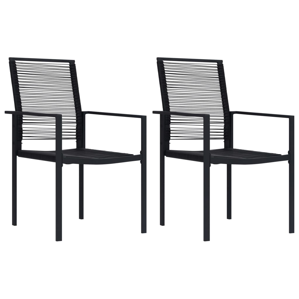 Garden Chairs 2 pcs PVC Rattan Black - R and M Furniture