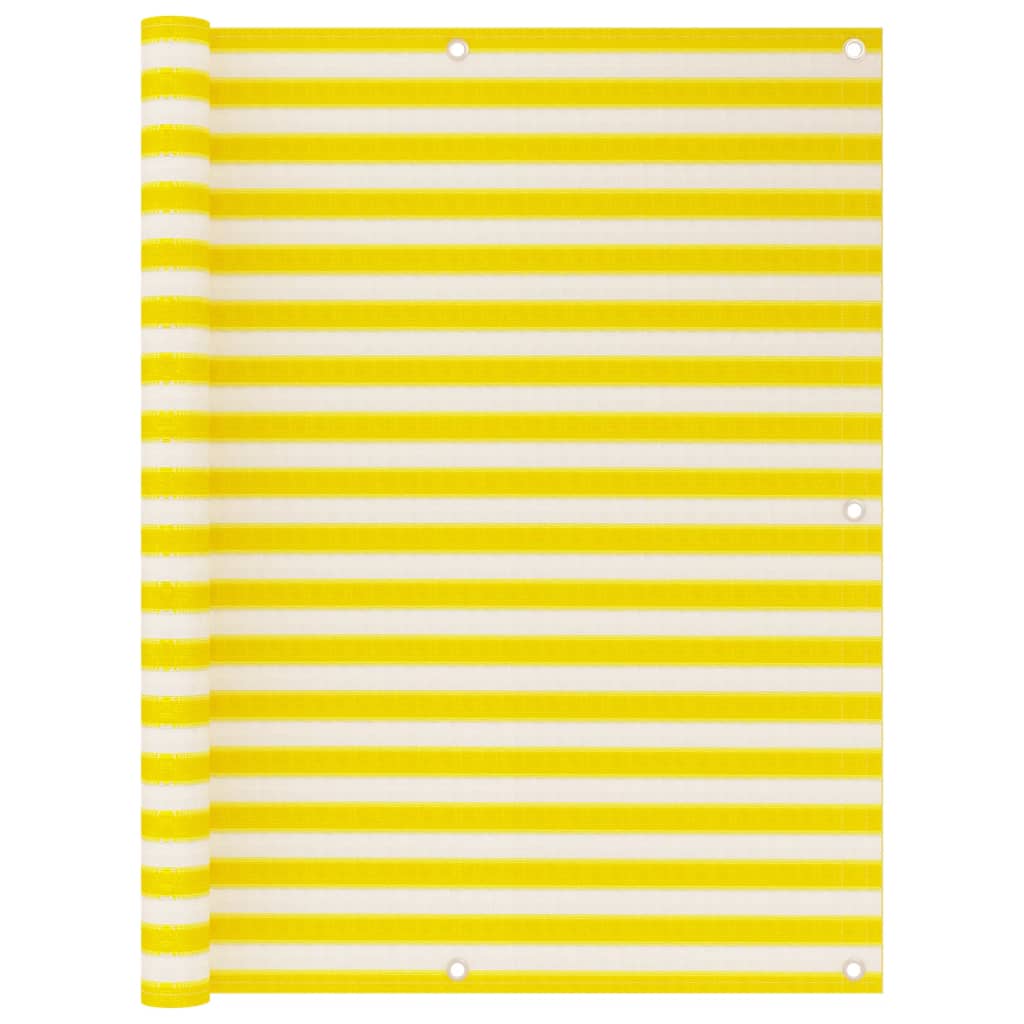 Balcony Screen Yellow and White 120x600 cm HDPE - Unbeatable Bargains